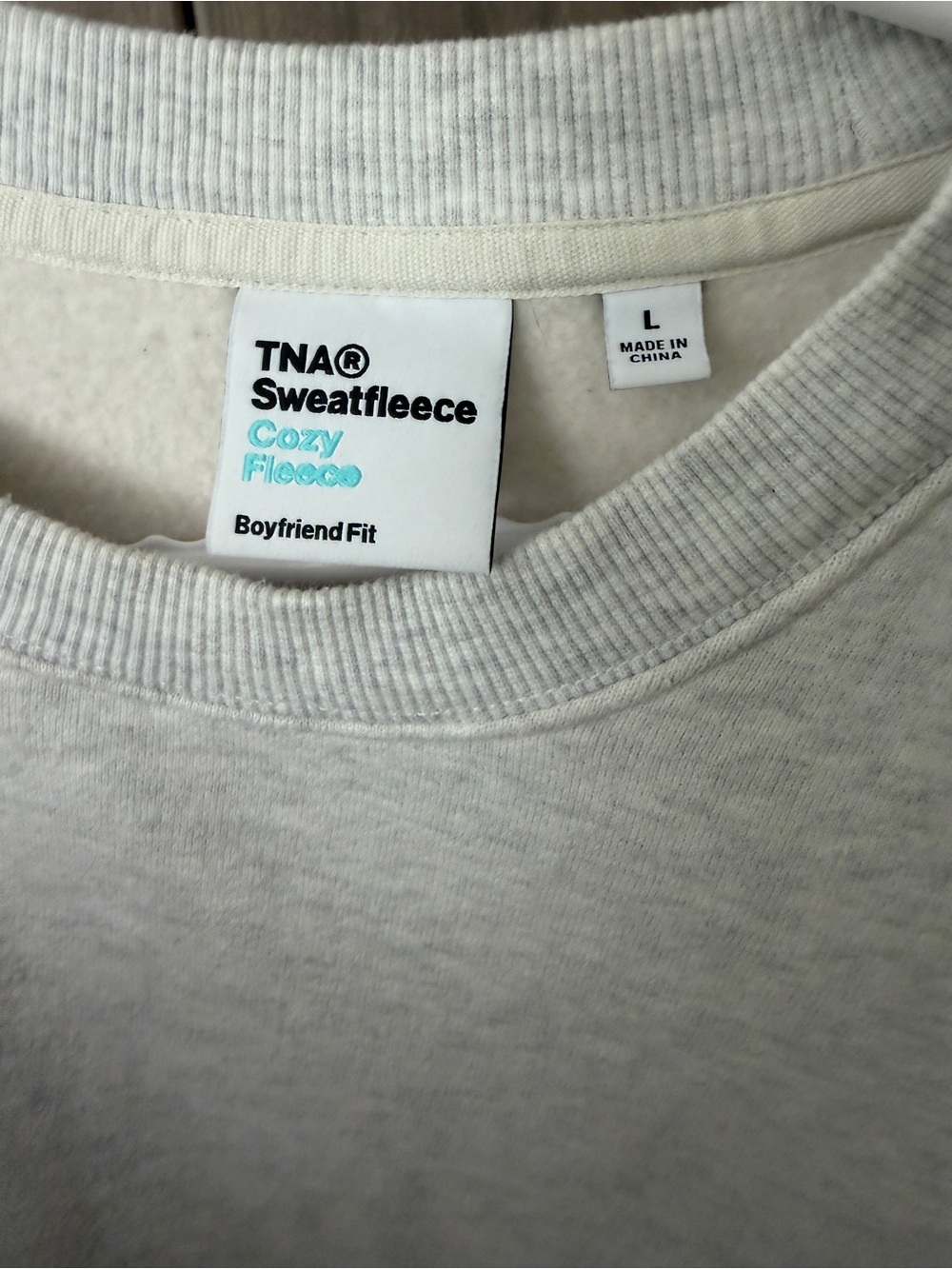 TNA Cozy Fleece Sweatshirt in Light Heather cloud grey boyfriend fit - Picture 3 of 4